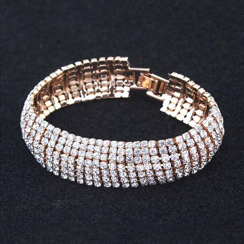 Мода 1 шт женский популярный Золотой Серебристый сплав кристалл браслет ювелирные изделия подарок - Окраска металла: Golden