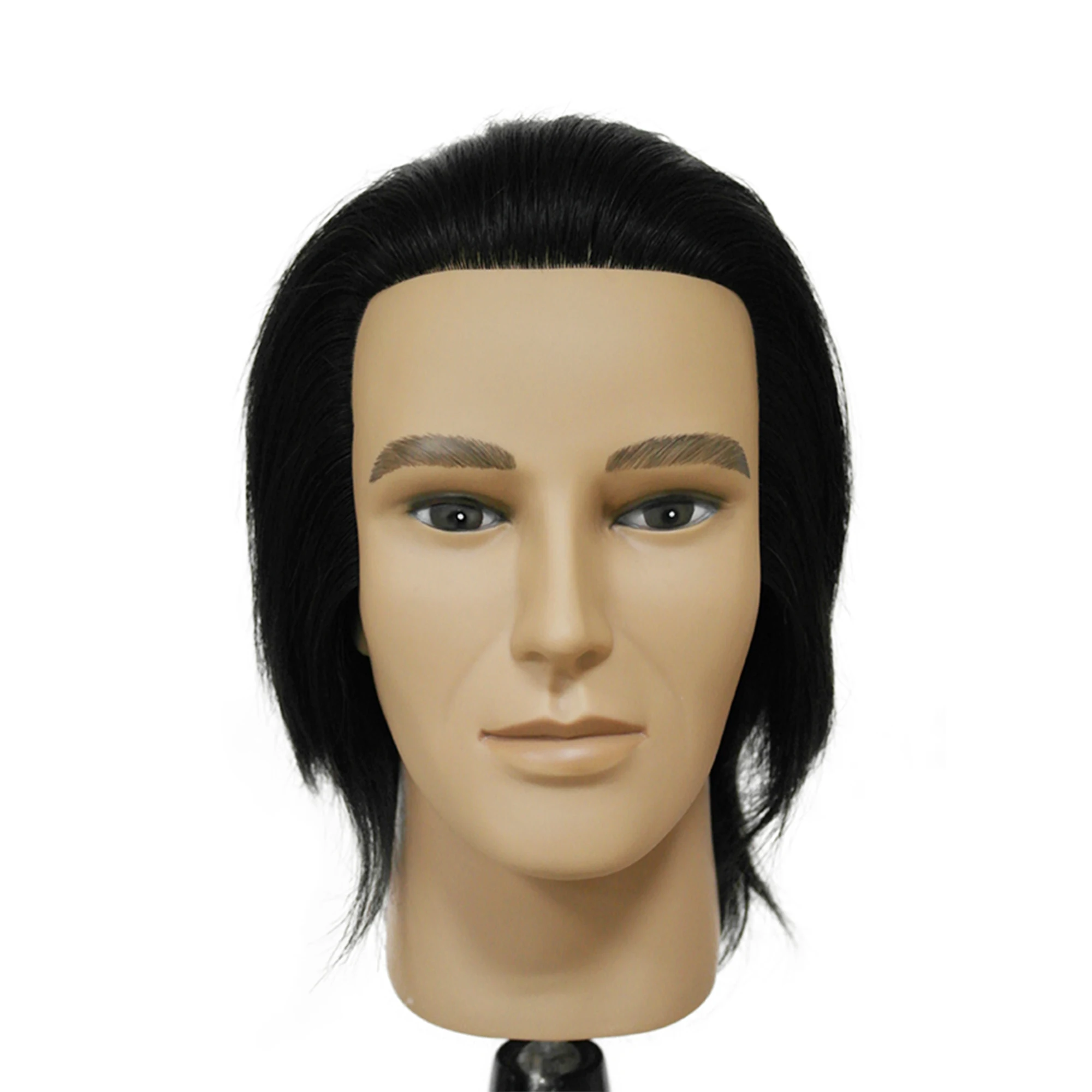 

PROHAIR 18CM 7'' 100% Human Hair Dark Brown Training Head Salon Male Mannequin Head Hairdressing Practice Training Doll Head