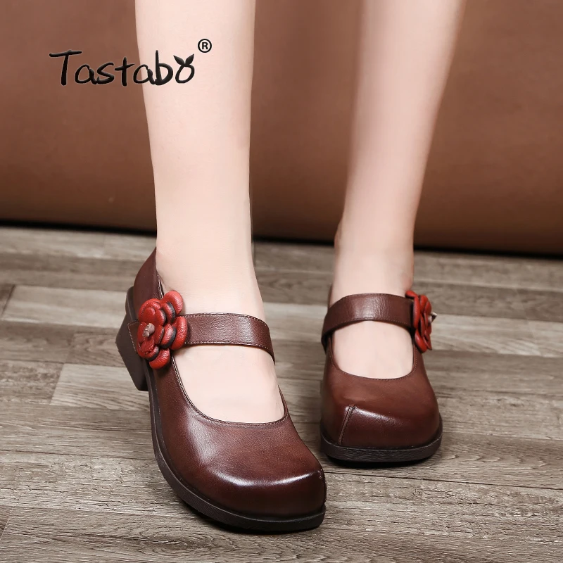 

Tastabo Flat Lady Shoes Women Handmade Genuine Leather Flats Vintage Soft Comfortable Casual Shoes for Women