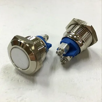 

Whole 20 pcs a lot Mounting hole size 16MM Stainless Steel Metal Push Button Switch Resettable ON/ON Flat Head wiring pin