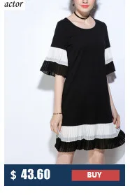 Платье краткое мода Черный выдалбливают с короткими рукавами драпированным низом контраст Цвет летнее платье плюс Размеры 5XL 4XL XXXL XXL xl, l, m