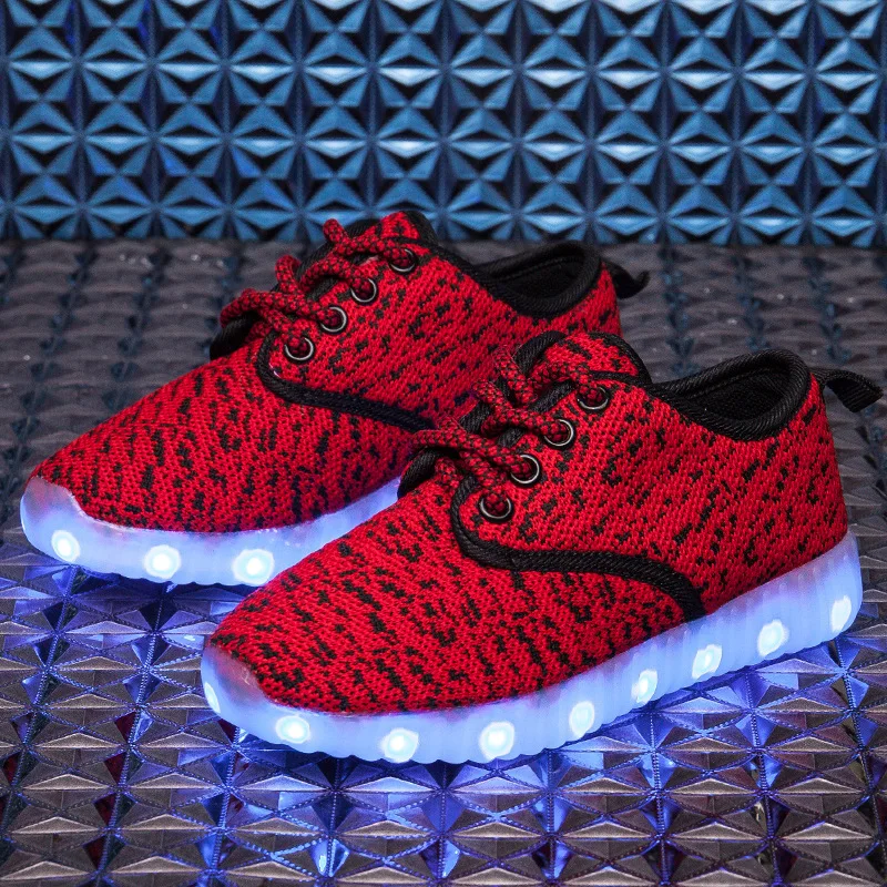 2017 Low Top Lightweight Mesh USB LED Light font b Kid b font Casual font b