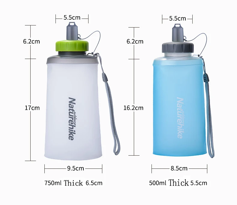 Naturehike 0.5L 0.75L Бутылки для воды ультралегкие складные силиконовые чашки открытый кемпинг Пеший Туризм Спортивная мягкая термос мешок для воды