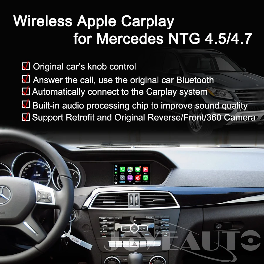 Joyeauto wifi беспроводной Apple Carplay Android авто зеркало A B C E G GL ML класс для Mercedes NTG4.5 4,7 автомобиль играть Airplay iOS 13