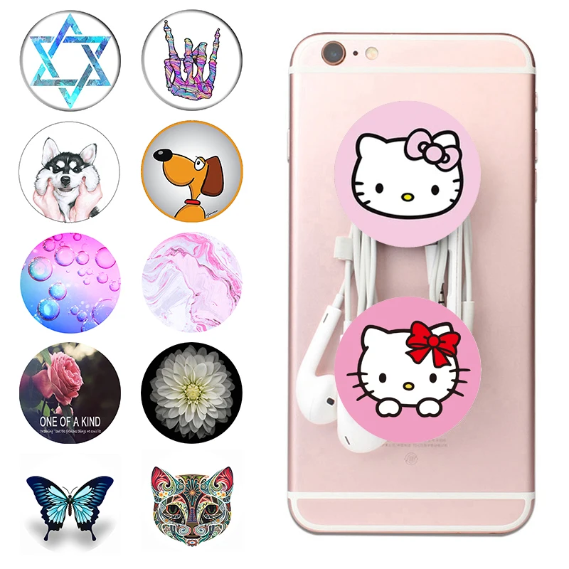 Gilrs Lovely Dog Cat Pattern Pop Socket Grip Holder Anti