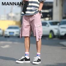 MANNAN/розовые шорты для мужчин; Летние накладные карманы на шнурке; короткие шорты для бега; модные повседневные шорты до колена; уличная одежда для фитнеса; пот