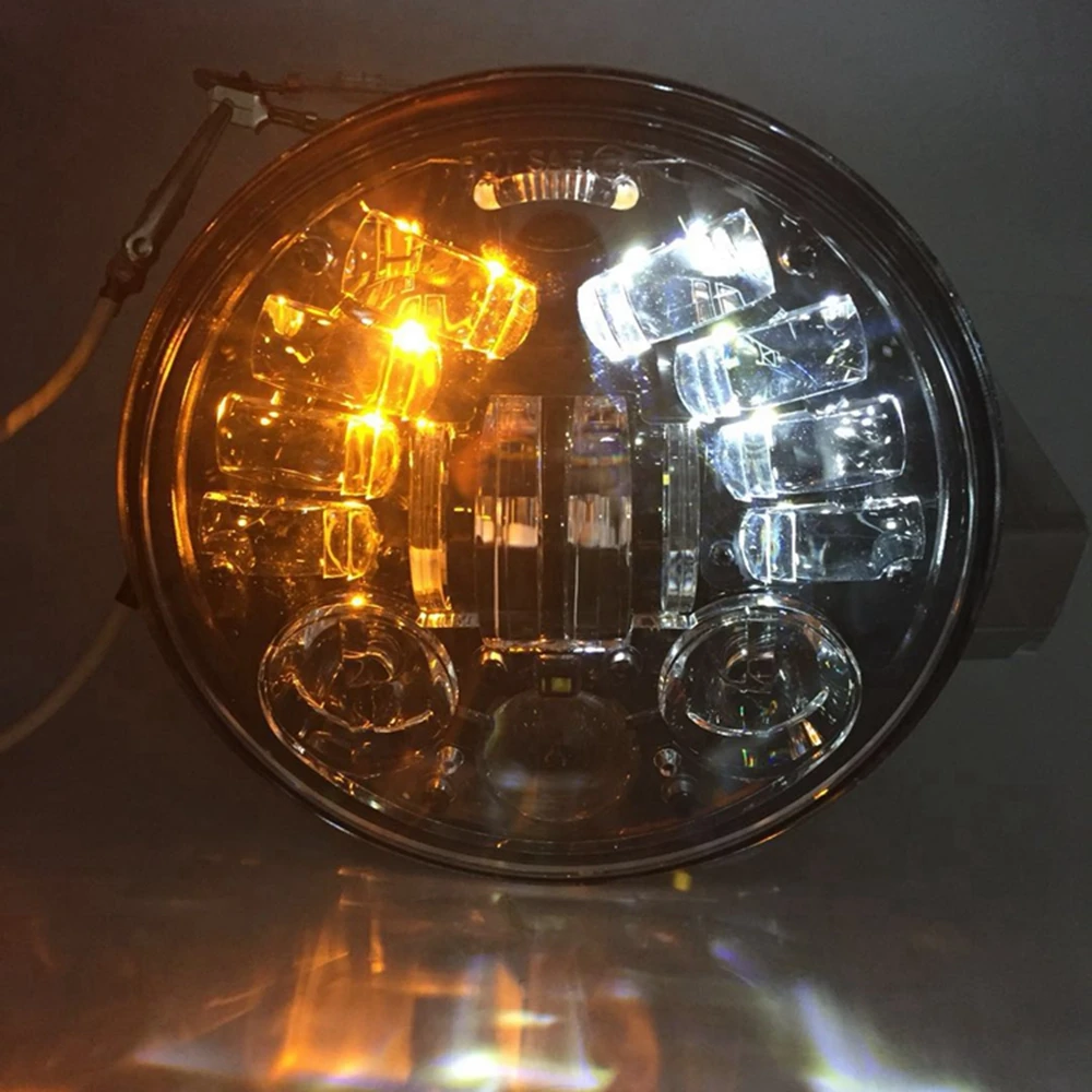 

5-3/4" Round Headlamp for Dyna Sportster 1200 883 Left Right Turn Signal Light 5.75 Inch Projector LED Headlight 5.75inch