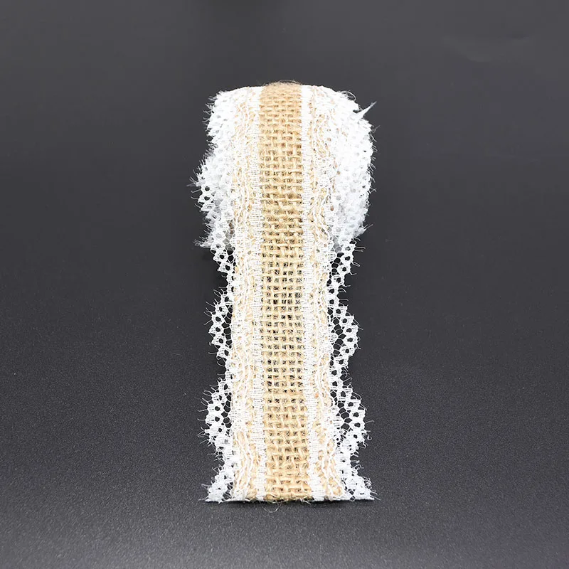 2 м* 2,5 см натуральные джутовые мешковины кружева в рулонах гессианская лента с белым кружевом для винтажного свадебного украшения ручной работы подарочная упаковка