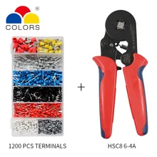 HSC8 6-4 Terminal Crimping Pliers Wire Stripper Crimper Ferrule Crimping Hand Tool Pliers+ 1200 Terminals Kit HSC8 6-4 Terminal Crimping Pliers Wire Stripper Crimper Ferrule Crimping Hand Tool Pliers+ 1200 Terminals Kit