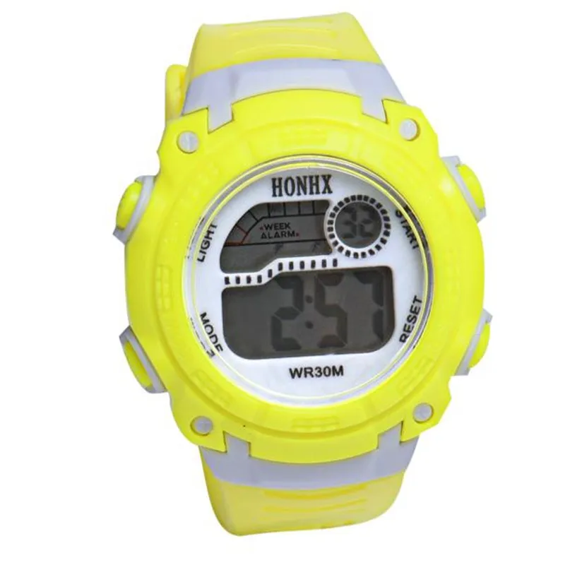 Светящиеся водонепроницаемые детские часы для мальчиков и девочек, цифровые спортивные часы, студенческие пластиковые детские повседневные часы с датой, 6 цветов#4M02# FN - Цвет: Цвет: желтый