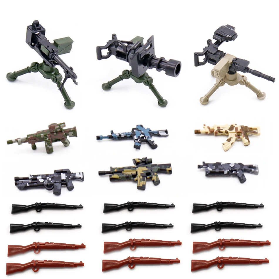 

Military SWAT TEAM Guns Weapon Pack DIY Building Blocks Parts Compatible legoed ww2 Army Soldier City Police Figures Kids Toys