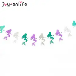 JOY-ENLIFE 1 компл. блеск Русалка баннер гирлянда Baby Shower счастливые День рождения баннеры Русалка мультфильм тема поставок