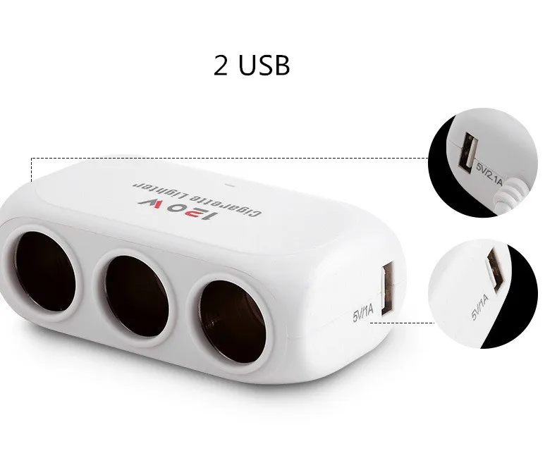 Универсальный Автомобильный Разветвитель Прикуривателя 120 Вт 5 В 2 Usb