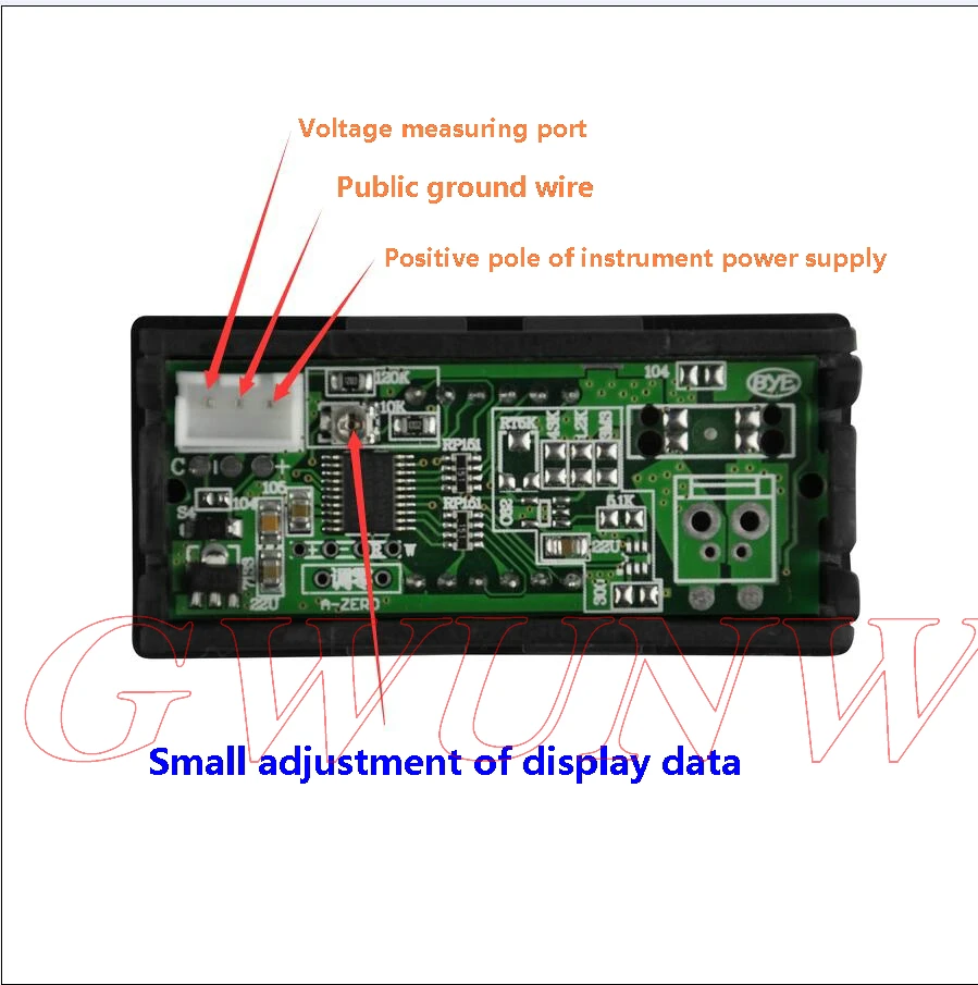 GWUNW BY456V DC 0-300,0 в(300 В) 4 Бит Цифровой вольтметр Панель метр Красный Синий Зеленый 0,56 дюймов тестер напряжения метр