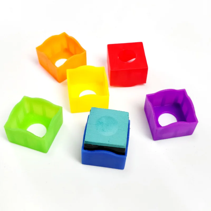 

free shipping 12pcs Portable Mix-color Soft Plastic Open design Billiards Pool chalk holders for snooker chalk cases accessories