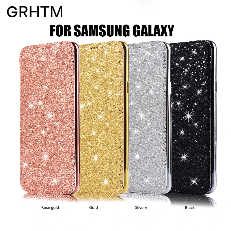 

Luxury Slim Glitter TPU Wallet Flip Protective Soft Case For Samsung galaxy S8 S9 S10 Plus Note 8 9 S7 S6 Edge Phone Case Cover