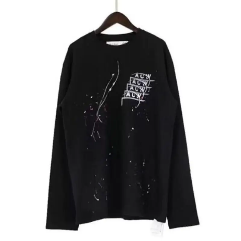 

2018F/W Fashion Hip hop ACW A-COLD-WALL Letter printing Splash-ink men Women Oversized Long sleeved T-shir cotton tees s-xl