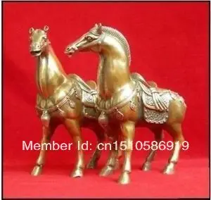 

1Pair Chinese bronze brass Horses Statue figurine 6.4"H