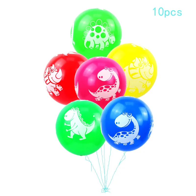 Вечерние воздушные шары в виде динозавра, украшения на день рождения, единорога, товары для вечеринок в стиле Юрского периода, вечерние балоны, детские игрушки - Цвет: 10pcs mixed dino RJ