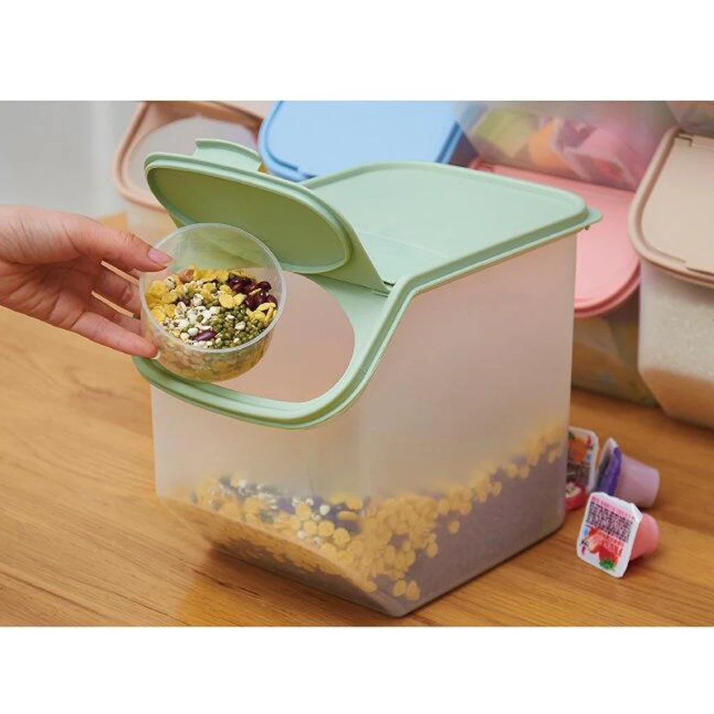 Stackable Plastic Cereal Container with Lid - BPA Free - Dry Food Storage Box with Measuring Cup - for Snack Pasta or Pet-Food