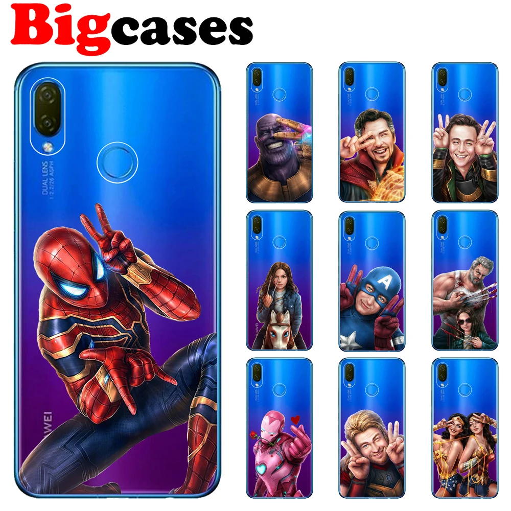 Soft TPU Funda For Huawei Nova 3i Case Cover 6.3&quot Transparent Silicone Capa Spiderman Iron Man Wolverine Shell Coque |