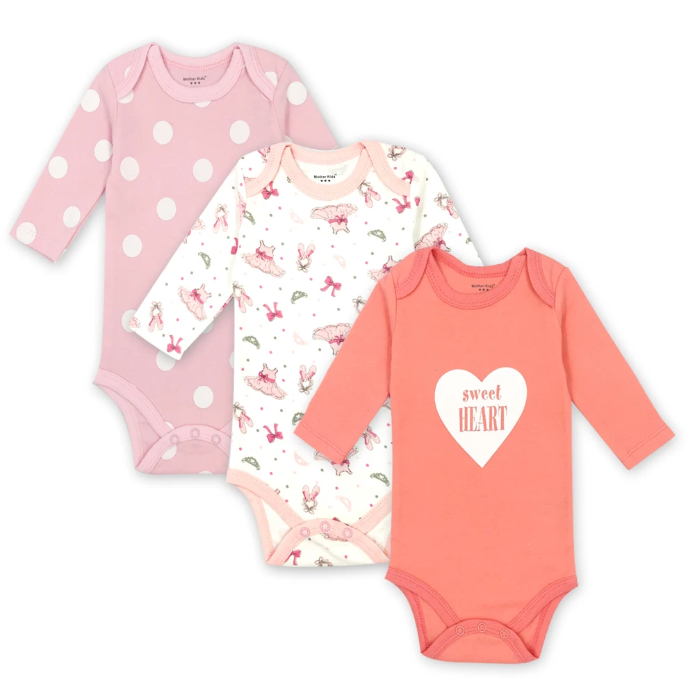 

3PCS/LOT 1 Year Birthday Baby girl Clothes O-neck Baby Cotton Rompers daughter Vestido Infantil Newborn Girl Long Sleeve Baby