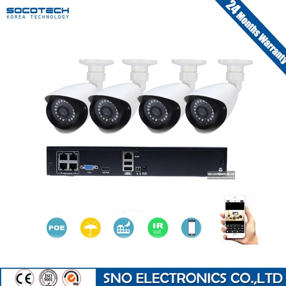 

SOCOTECH 4CH 1080P POE NVR Kit 4PCS 1.0mp 2.0mp Outdoor IP Camera P2P ONVIF IR Security CCTV System Video Surveillance Kits