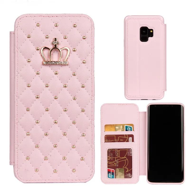 Marchcover для samsung galaxy S10 Lite S9 Plus Note 9 8 кошелек с блестящей короной и бриллиантами