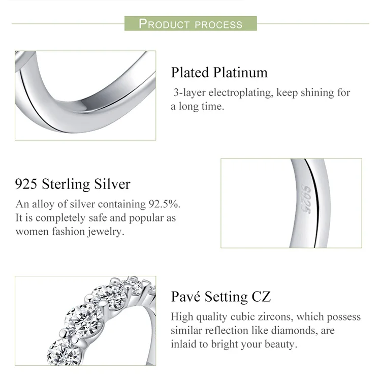 WOSTU ледяная красота кольцо 925 пробы Серебряное ослепительное прозрачное CZ кольца для женщин Свадебные обручальные ювелирные изделия CQR475