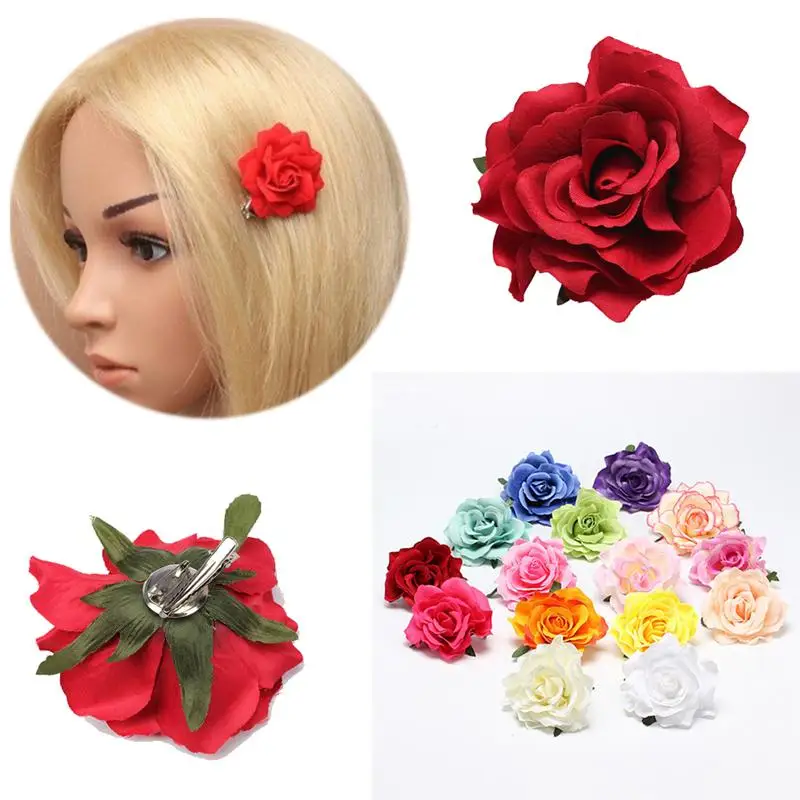 

Rose Flower Hair Clip and Pin Flower Brooch Dressing Accessories for Party D30