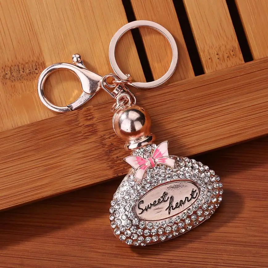 

Rhinestone Sweet Heart Perfume Bottles Sparkling Charm Keychain Bag Handbag Dangle Key Ring Car Key Pendant