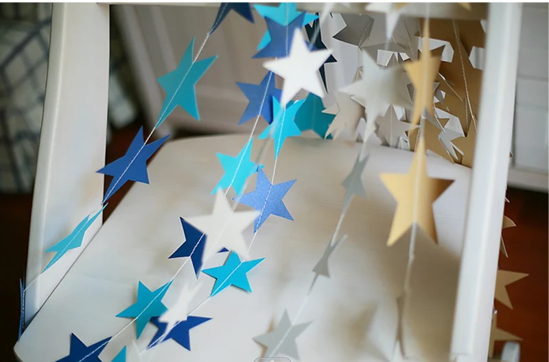 4M Gold Silver Paper Garland Star String Banners Wedding Banner for Party Home Wall Room Hanging Decoration Baby Shower Favors