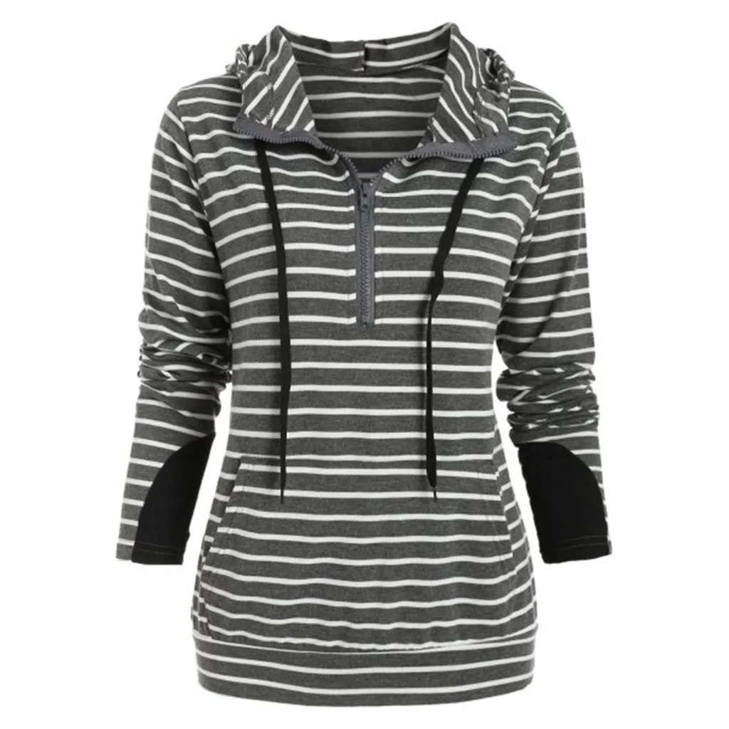 women's striped hooded shirts & tops