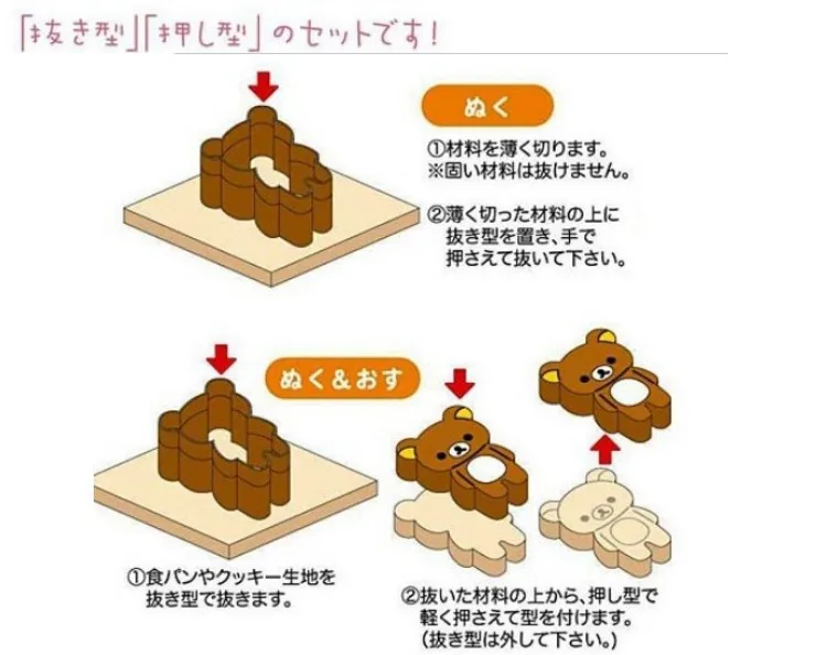 Rilakkuma легко медведь "сделай сам" с принтом медведей серии и форма курочки 2 шт./компл. для рисовых шариков, суши, хлеба, для сэндвичей, пирожных плесень 10 компл./лот