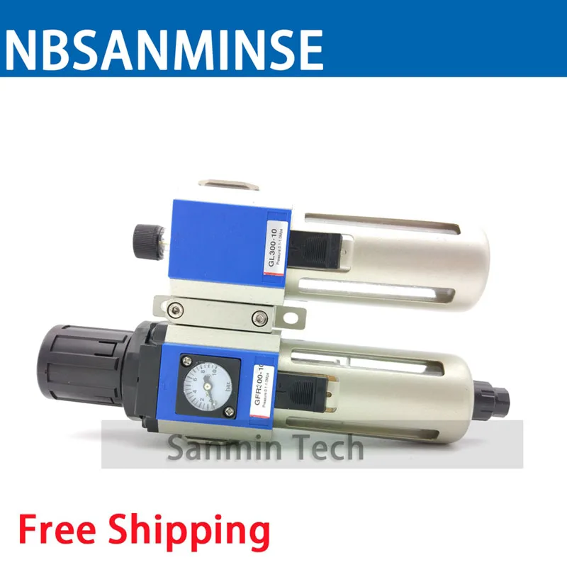 

NBSANMINSE Two Units Filter Regulator GFC 200 1/8 1/4 3/8 1/2 FRL Air Compressor Filter Regulator Air Preparation Units