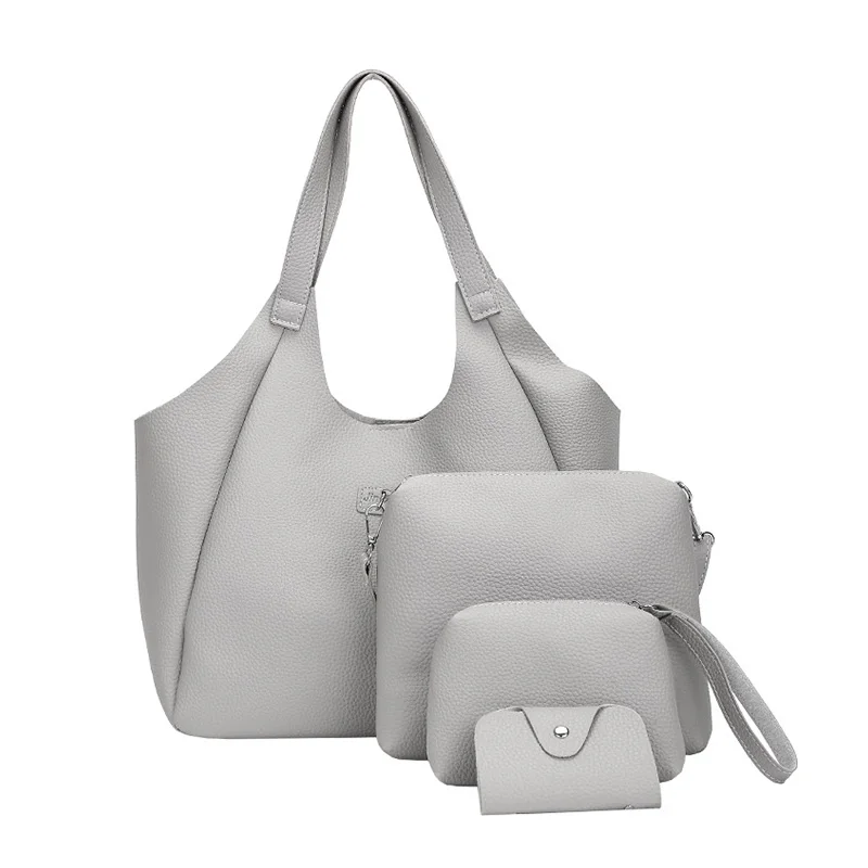 

Women Solid Color Shoulder Tote Pu Leather Magnetic Buckle Can Be Diagonally Spanned 4 Sets 7-Color Card Package