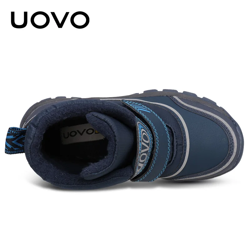 UOVO/ г. Зимние осенние ботинки для мальчиков Модная Нескользящая детская обувь теплые и удобные ботинки martin на Рождество, размер 26-39
