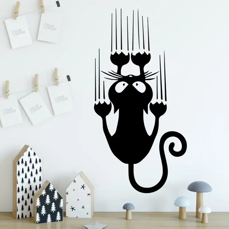 Cartoon Style Cat Vinyl Wall Stickers For Kids Room Decoration Accessories Wall Decals Art Wall Decor Stickers Mural