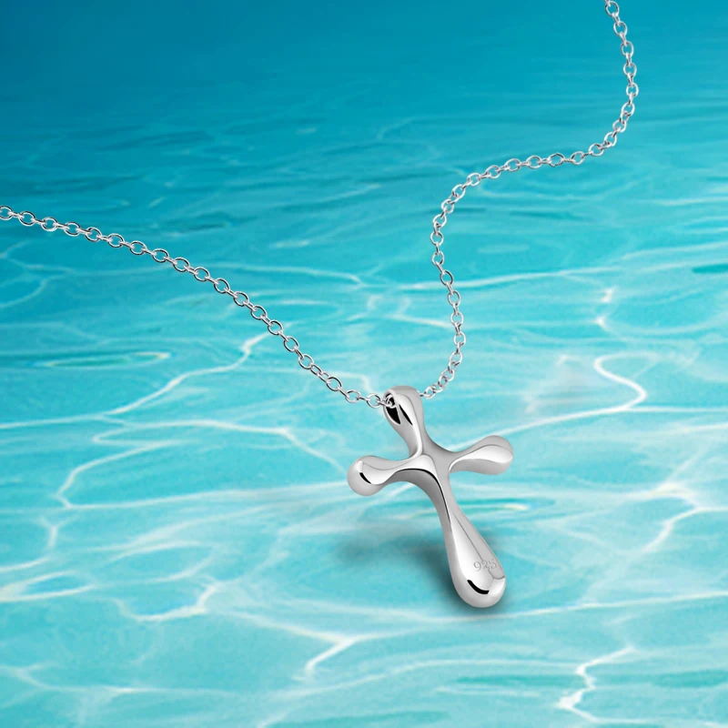 

Women Jewelry Wholesale Trendy Real 925 Sterling Silver Cross Pendant Necklace Classic contracted Style Gift Free Shipping