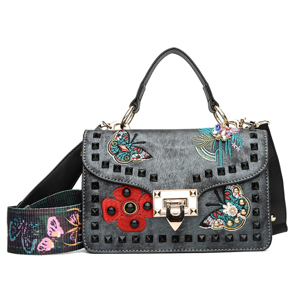

Luxury Bolsa Feminina Vintage Women Shoulder Bag Rivet Embroidery Sac a Main Ladies Crossbody Bags Bolsos Mujer Trend Handbag