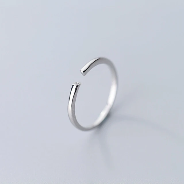 INZATT Real 925 Sterling Silver Minimalist Glossy OL Opening Ring for Charming Women Party Fine Jewelry Geometric Ring Gift