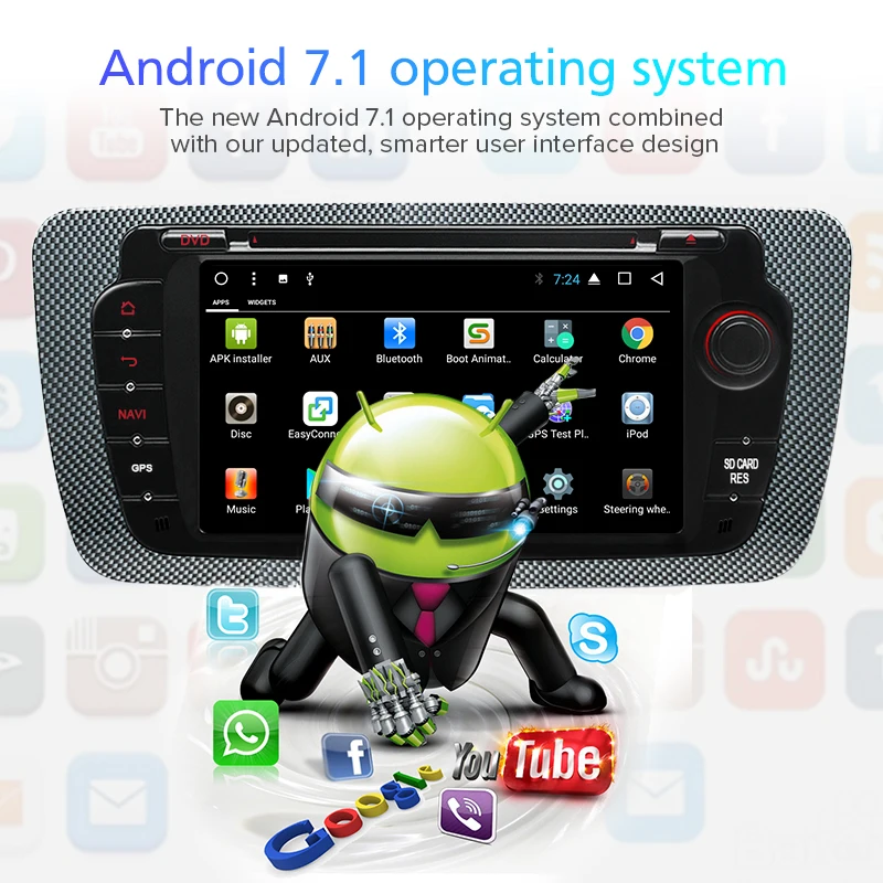 Junsun Android 7,1 Автомобильный DVD Радио для сиденья Ibiza 6j 2009 2010 2012 2013 gps навигация 2 Din экран Радио Аудио мультимедийный плеер