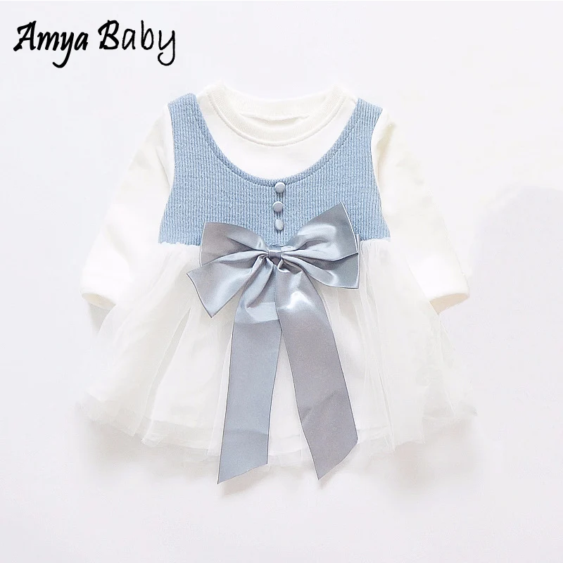 Amyababy Платье для маленьких девочек с длинным рукавом Pirncess пасхальное платье в