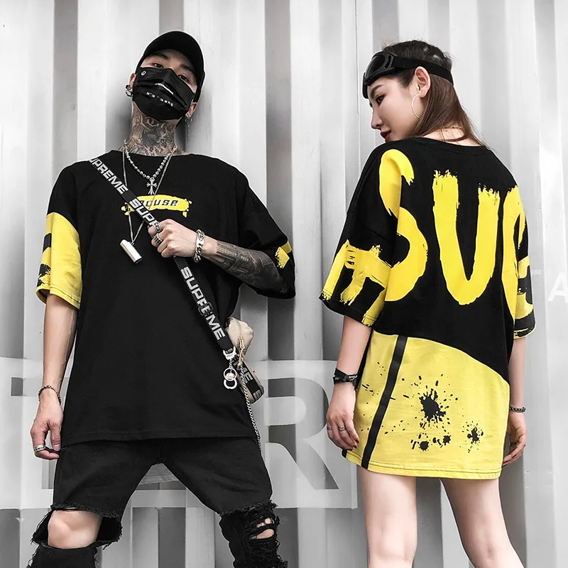 Мужская футболка с буквенным принтом Harajuku Ulzzang летняя уличная одежда в стиле хип