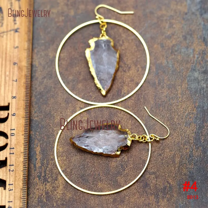 20180424-ER8914-Pure Gold Color Arrowhead Hoop Earrings Crystal Hoop Earrings_4