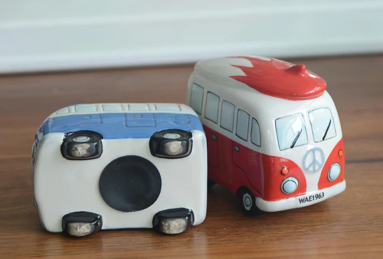 1 unidad Camper Van en forma de caja de dinero creativa forma de coche ahorro de dinero caja de monedas hucha de cerámica Bus alcancía
