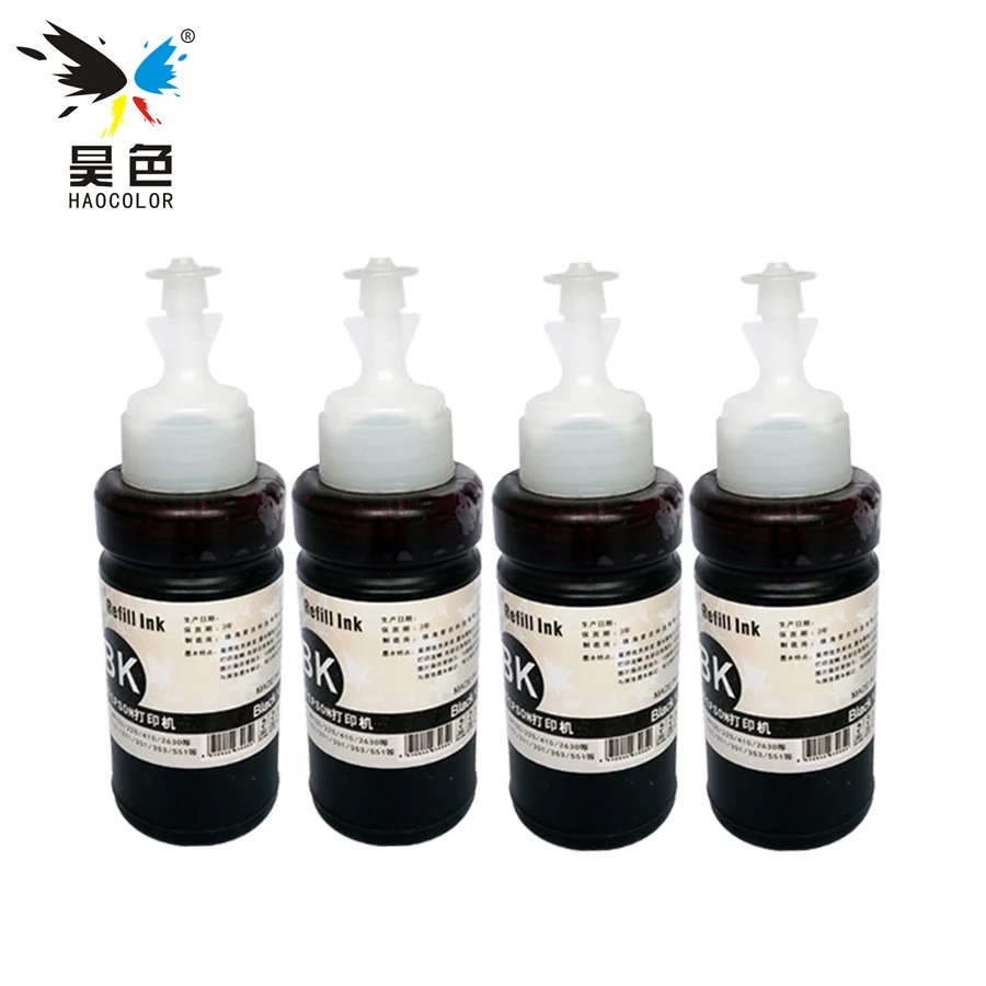 4 Black X 70ml refill Dye Ink kits For Epson L355 L350 L365 L366 L550