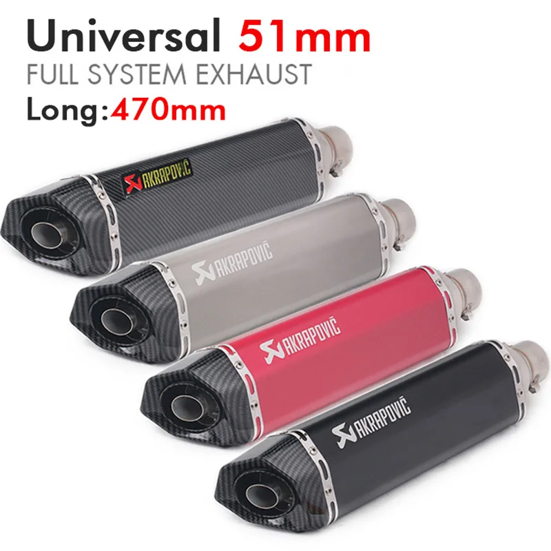 

Universal 51mm Motorcycle Exhaust Pipe Muffler Exhaust Carbon Fiber Motorbike Escape For Z750 R6 MT07 ER6N z750 z900
