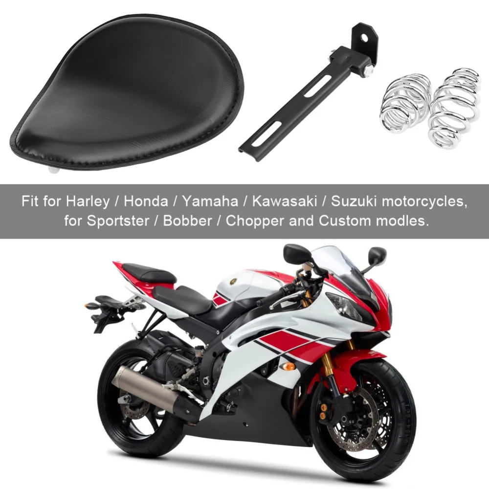3 inch Motorcycle Leather Solo Seat W/ Mount Spring Bracket for Harley