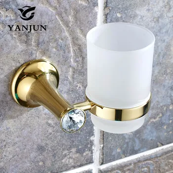 

Yanjun Pastoral Crystal Single Cup Tumbler Holder Zinc Wall Mounted Toothbrush Cup Holder Bathroom Accessories YJ-8264